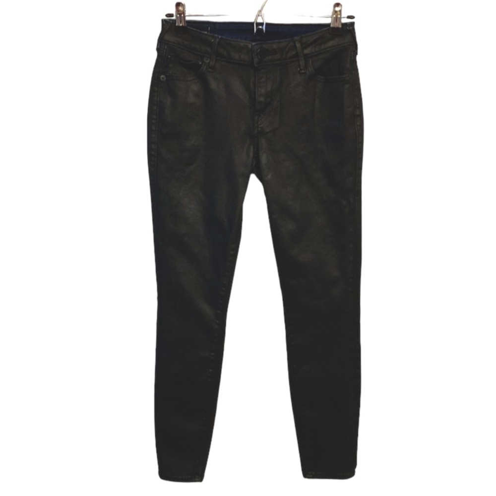 Women’s True Religion Black Jennie Curvy Mid-Rise Skinny Pleather Jeans. Size 26